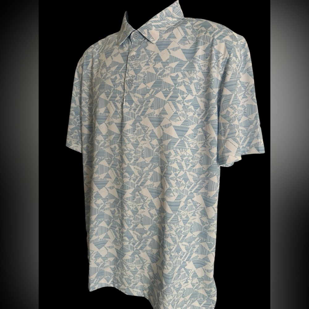 ROBERT GRAHAM MENS POLO SHIRT PERFORMANCE BLUE GEOMETRIC EMBROIDERED SKULL L - Picture 2 of 9